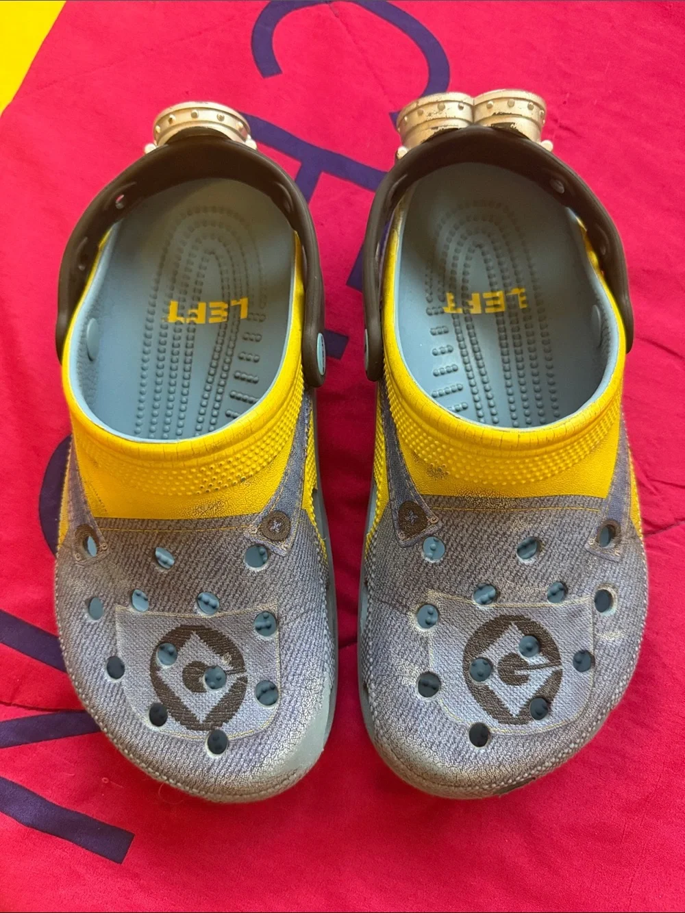 CROCS Minions Kids Yellow & Gray Slip-On Clogs with Heel Strap